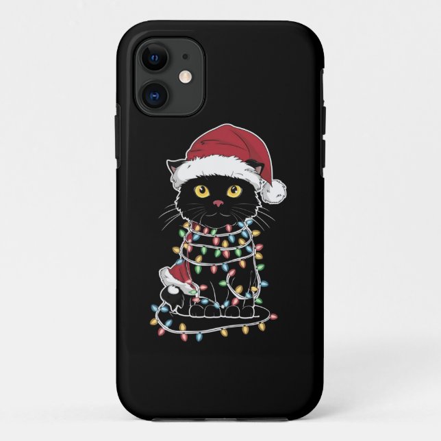 Funny Cat Lover Christmas Lights Case-Mate iPhone Case (Back)