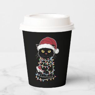 Funny Cat Lover Christmas Lights Paper Cups
