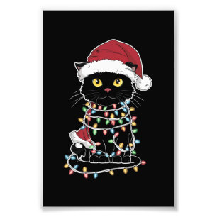 Funny Cat Lover Christmas Lights Photo Print