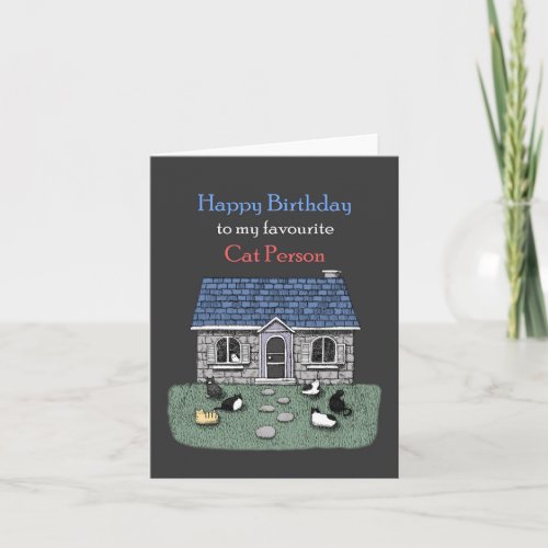 Funny Cat Lover Haunted Cat House Happy Birthday  Card