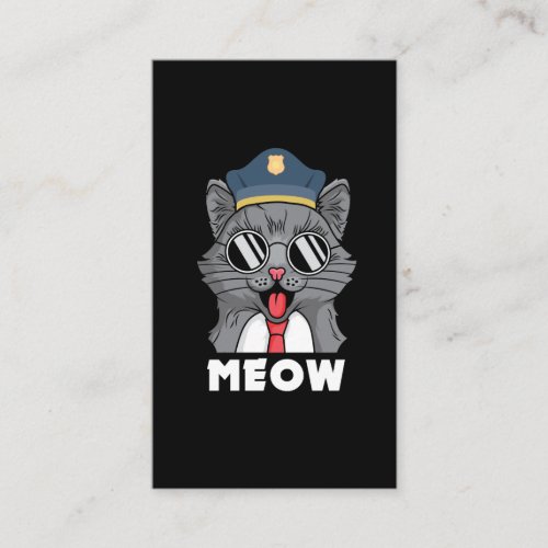 Funny Cat Lover Meow Police Officer Sheriff Cat Business Card