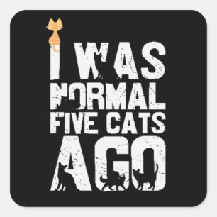 Funny cat lover normal five cats ago square sticker