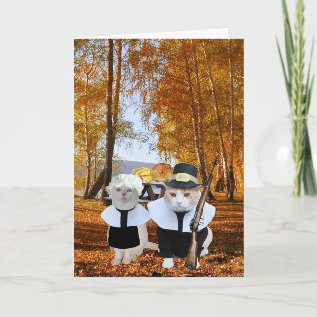Funny Cat Lover Thanksgiving Card (Front)