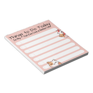 Funny Cat lover to do list pink color Notepad