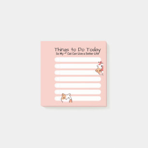 Funny Cat lover to do list pink color Post-it Notes