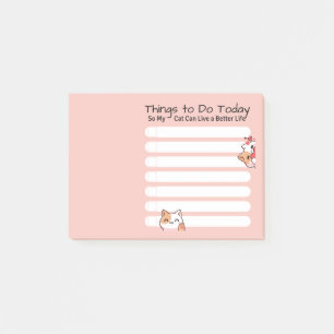 Funny Cat lover to do list pink color  Post-it Notes