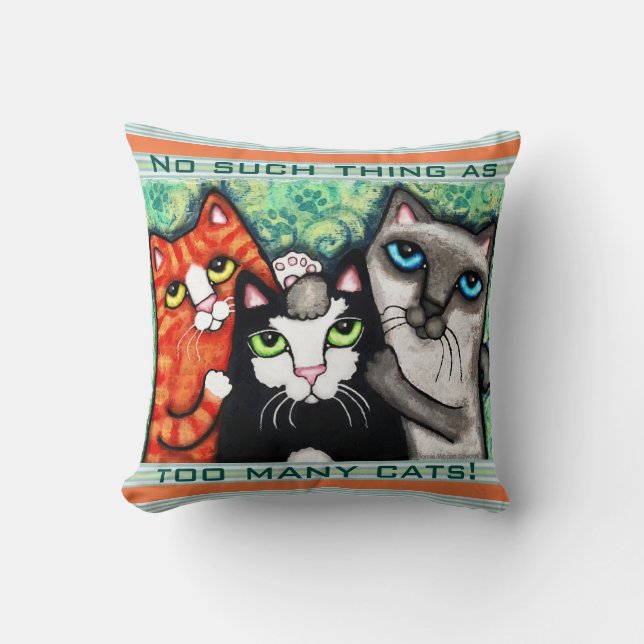 Funny Cat Lover's Cat Art Throw Pillow (Front)