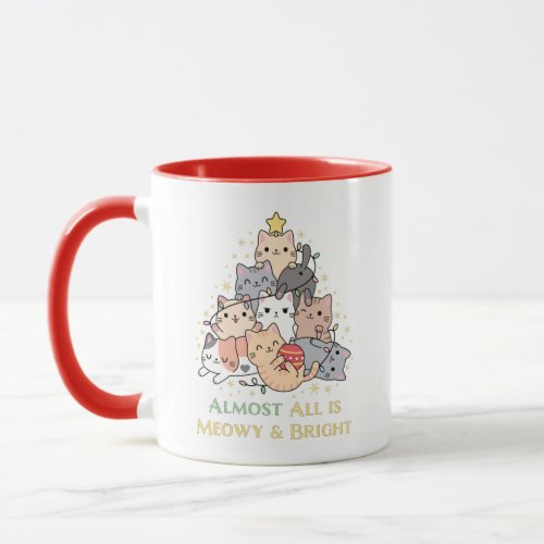 Funny Cat Lovers Meowy Christmas with cute Cat Mug