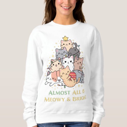 Funny Cat Lovers Meowy Christmas with cute Catst Sweatshirt