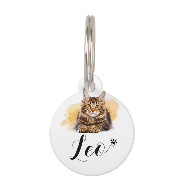Funny Cat Lover's Round Pet Tag ID–  Leo (Front)