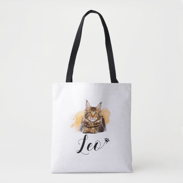 Funny Cat Lover's Tote Bag –  Leo (Front)