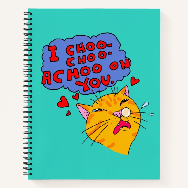 Funny Cat Loving You With Text Notebook (Front)