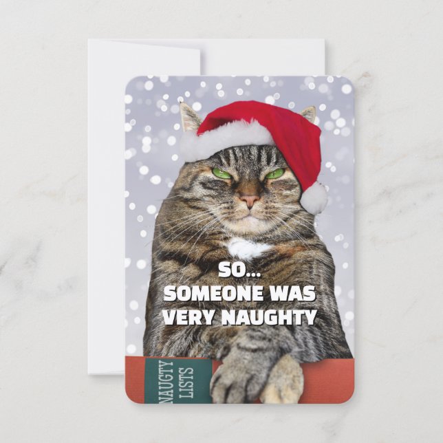 Funny cat mad at you Christmas card (Front)
