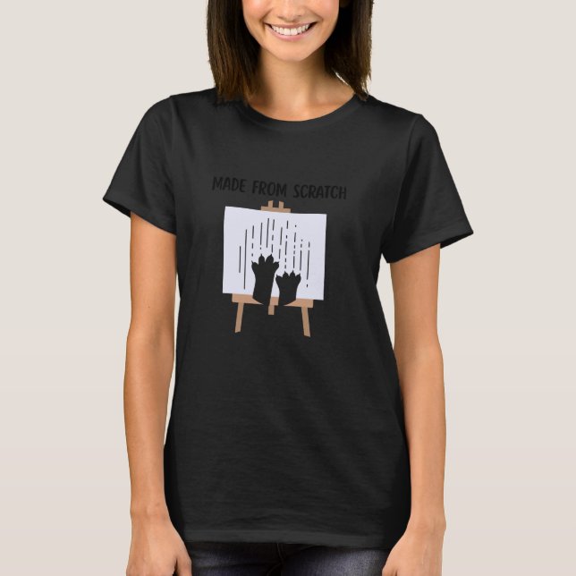 Funny Cat Made From Scratch Portrait T-Shirt (Front)