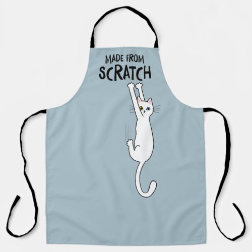Funny Cat Made From Scratch White Cat Hanging On Apron