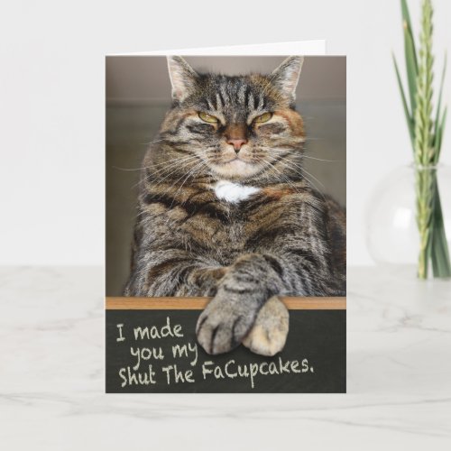 Funny Cat Makes Cupcakes For Your Birthday Card