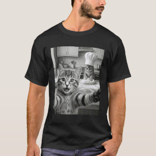 Funny Cat Making Biscuits Meme Bakery Kitten Chef T-Shirt