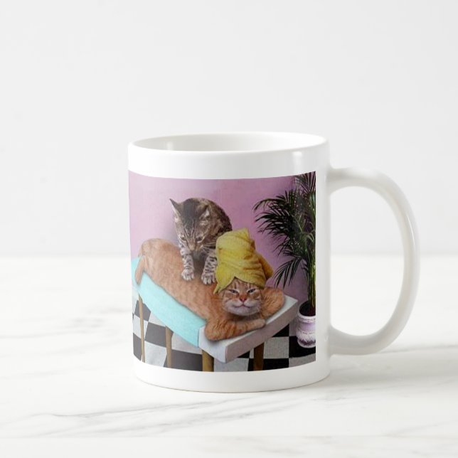 Funny Cat Massage Coffee Mug (Right)