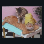 Funny Cat Massage Faux Canvas Print<br><div class="desc">Here a ginger cat is relaxing and having a back massage by another cat! Even funnier with the towel wrapped around the head!</div>