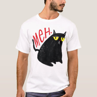 Funny Cat Meh Meow Black Cat For Men Women Gifts T-Shirt