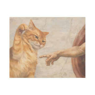 Funny Cat Meme Art Creation of Adam with Cat Sarca