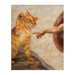 Funny Cat Meme Art Creation of Adam with Cat Sarca