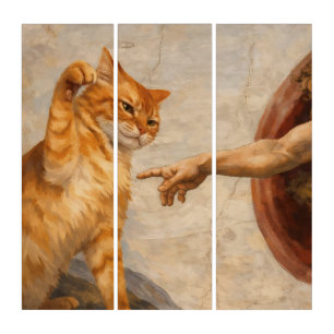 Funny Cat Meme Art Creation of Adam with Cat Sarca