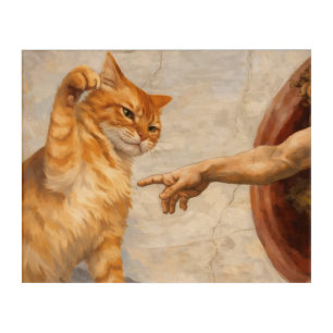 Funny Cat Meme Art Creation of Adam with Cat Sarca