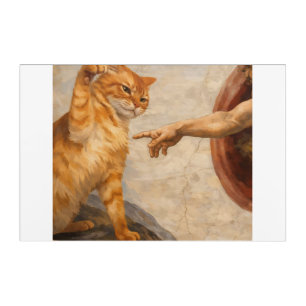 Funny Cat Meme Art Creation of Adam with Cat Sarca