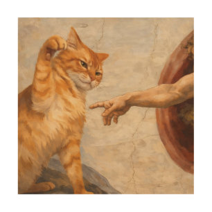 Funny Cat Meme Art Creation of Adam with Cat Sarca