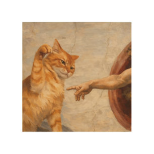 Funny Cat Meme Art Creation of Adam with Cat Sarca