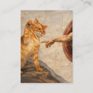 Funny Cat Meme Art Creation of Adam with Cat Sarca Business Card