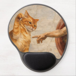 Funny Cat Meme Art Creation of Adam with Cat Sarca Gel Mouse Pad