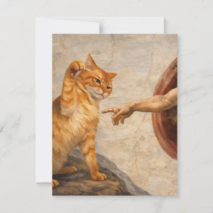 Funny Cat Meme Art Creation of Adam with Cat Sarca Note Card