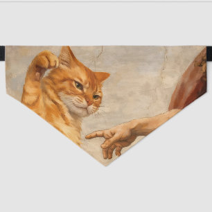 Funny Cat Meme Art Creation of Adam with Cat Sarca Pet Bandana Collar