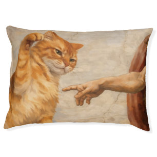 Funny Cat Meme Art Creation of Adam with Cat Sarca Pet Bed