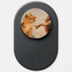 Funny Cat Meme Art Creation of Adam with Cat Sarca PopSocket