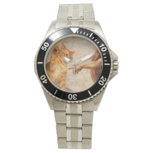 Funny Cat Meme Art Creation of Adam with Cat Sarca Watch