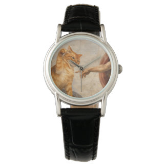 Funny Cat Meme Art Creation of Adam with Cat Sarca Watch