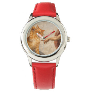 Funny Cat Meme Art Creation of Adam with Cat Sarca Watch