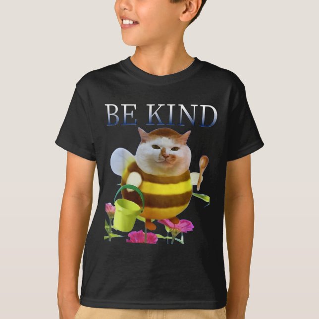 Funny Cat Meme Bee Cat Meme Be Kind Cute Animal Lo T-Shirt (Front)