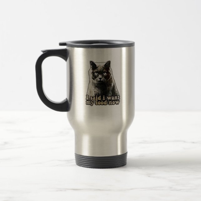 Funny cat meme for cat lovers and kitten owners travel mug (Left)