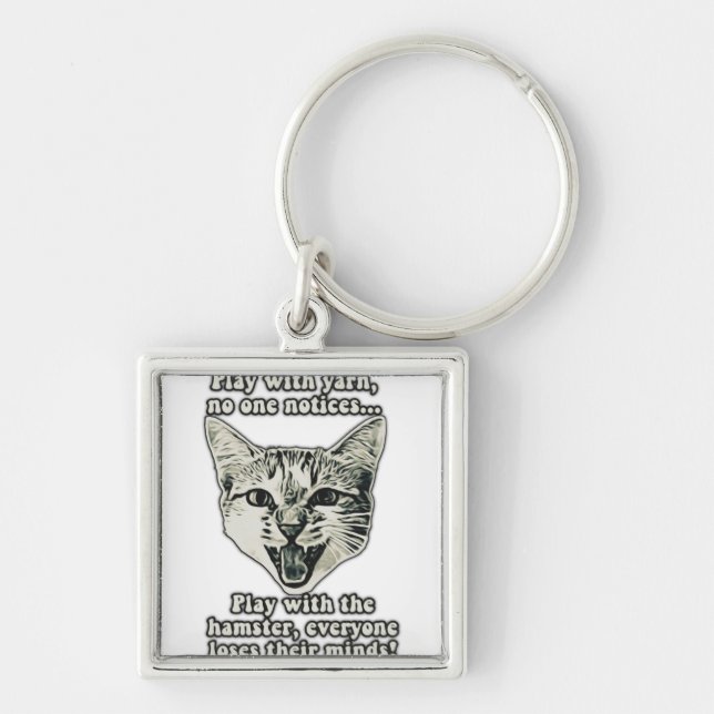 Funny cat meme for cat persons and cat lovers keychain (Front)