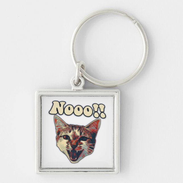 Funny cat meme for cat persons and cat owners keychain (Front)