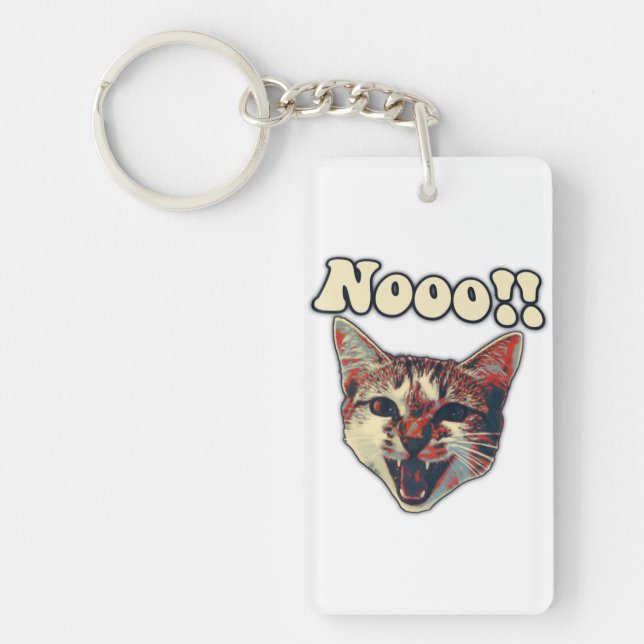 Funny cat meme for cat persons and cat owners keychain (Front)
