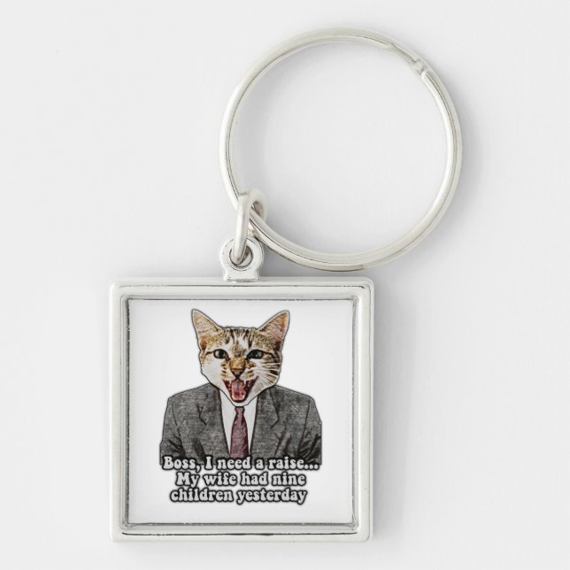 Funny cat meme for kitten persons and cat owners keychain (Front)