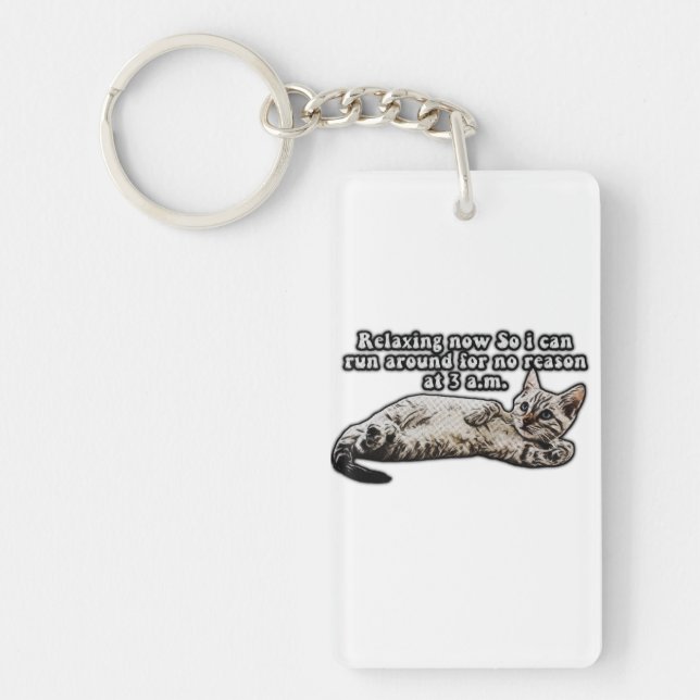 Funny cat meme for kitty persons and cat owners keychain (Front)