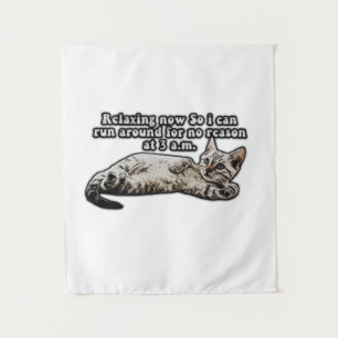 Funny cat meme for kitty persons and cat owners tapestry