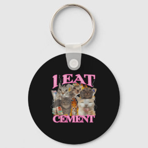Funny Cat Meme I Eat Cement Japanese Quote Animal Keychain