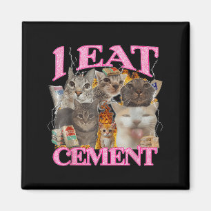 Funny Cat Meme I Eat Cement Japanese Quote Animal Magnet